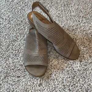 Restricted Taupe Sandals with Perforated Design